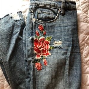BLANK NYC Embroidered Destroyed Boyfriend Jeans
